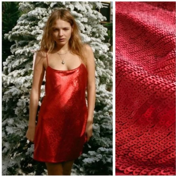 ZARA Red Sequin Cowl Back Spaghetti Strap Mini Dress Size M NEW WITH TAG! - Picture 5 of 9